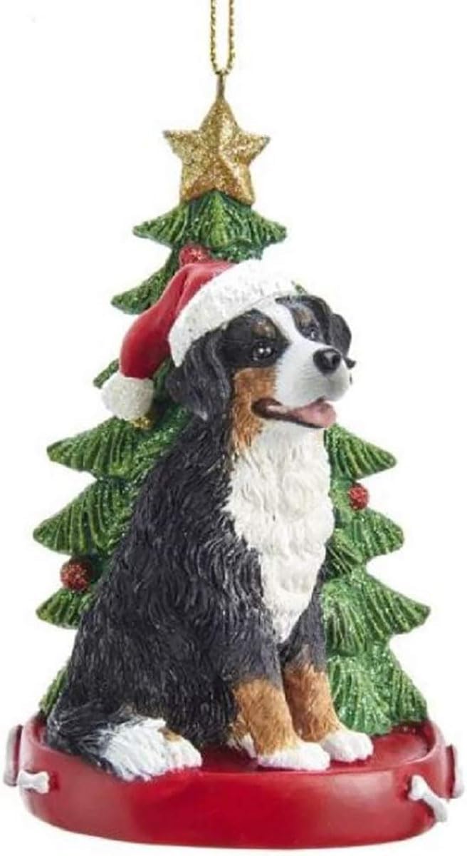 Bernese Mountain Dog with Christmas Tree Ornament