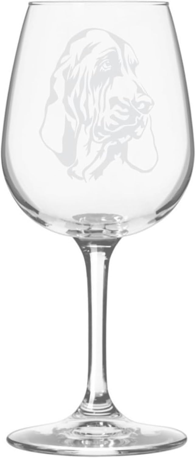 Bloodhound Dog Etched Wine Glass