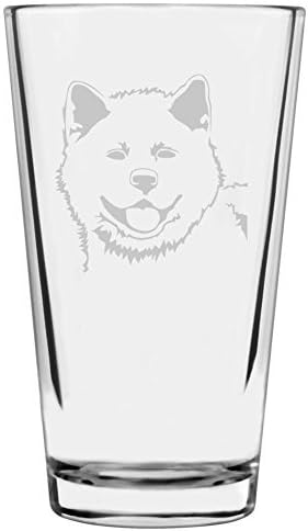 Etched Laser Art Akita Personalized Dog Themed Pint Glasses