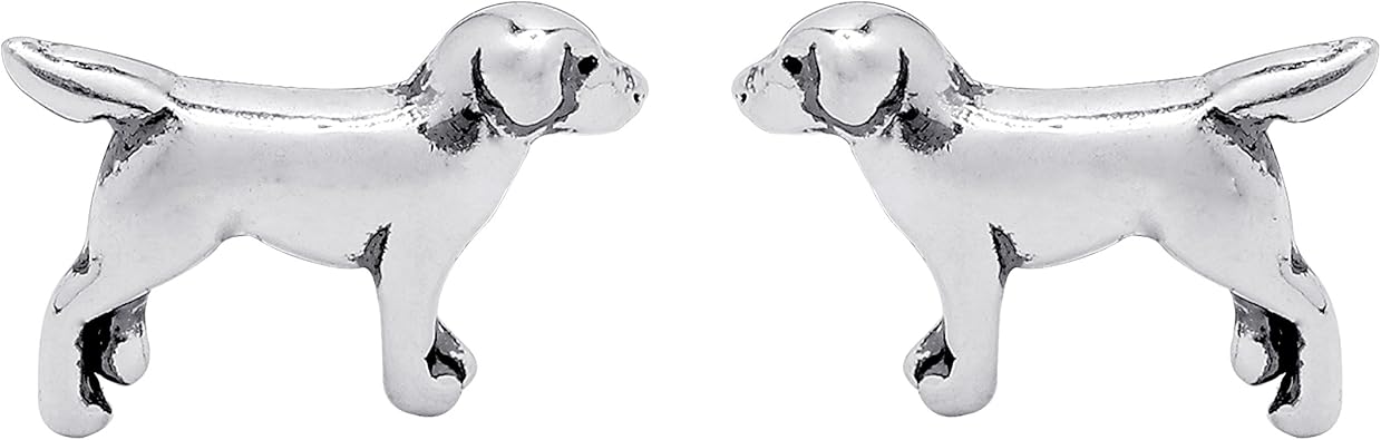 Sterling Silver Labrador Retriever Stud Earrings