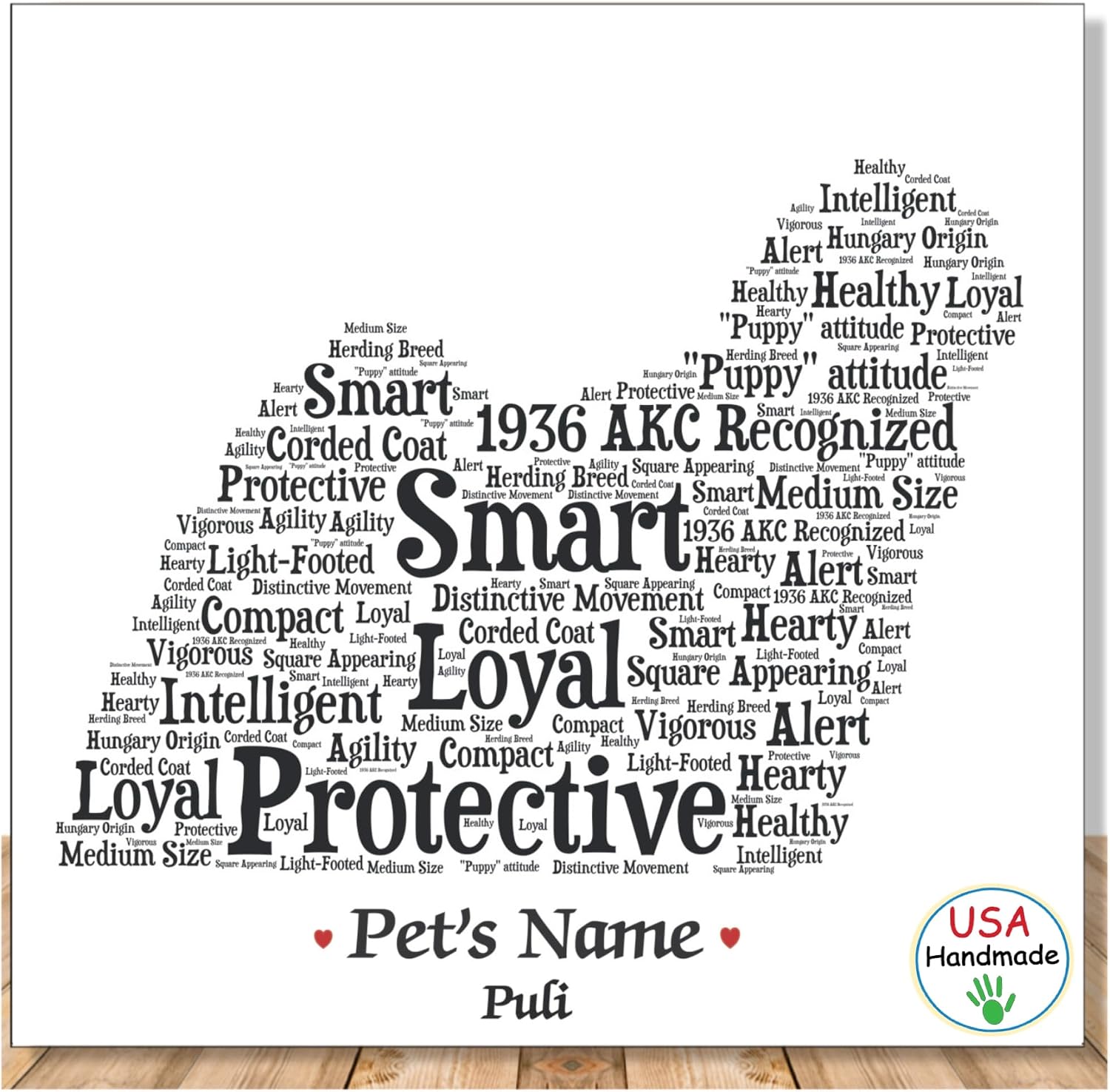 Puli Dog Word Art