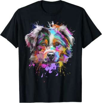 Australian Shepherd Splash Art Aussie Dog Lover T-Shirt