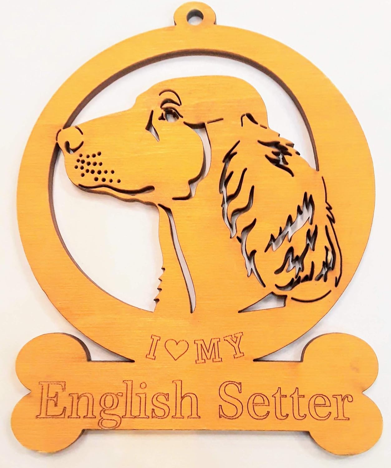 English Setter Dog Wooden Christmas Ornament
