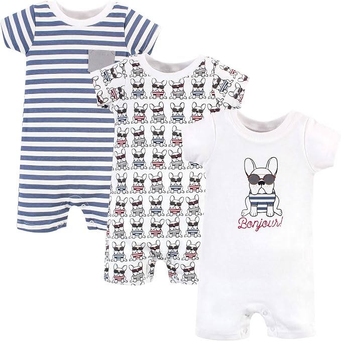 French Bulldog Baby Romper Set of 3