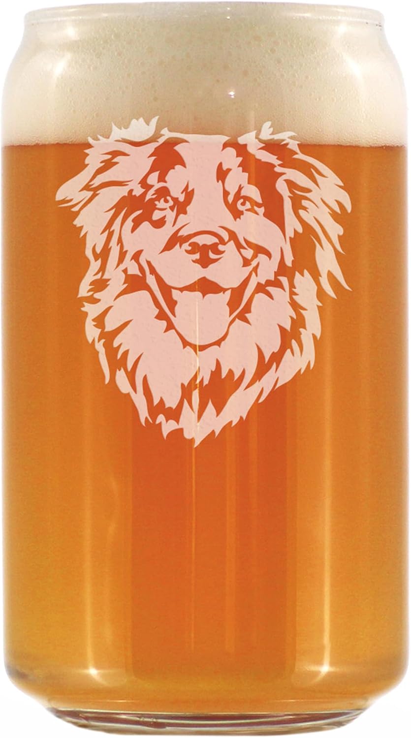 Australian Shepherd Face Can Shaped Pint Glass