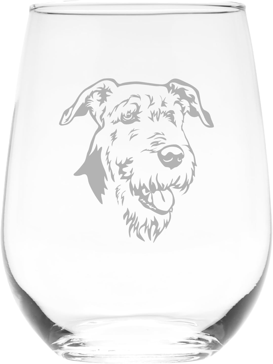 Airedale Terrier Stemless Wine Glass
