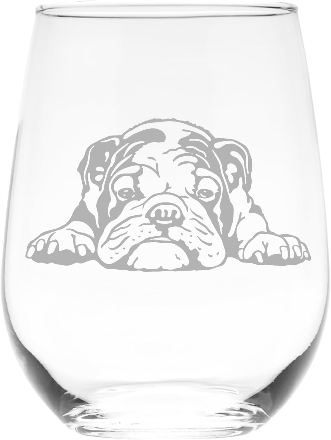 English Bulldog Themed Stemless Wine Glass