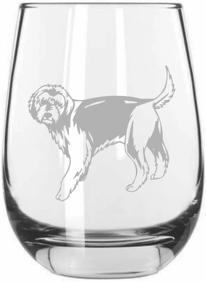 Otterhound Dog on Stemless Wine Glass