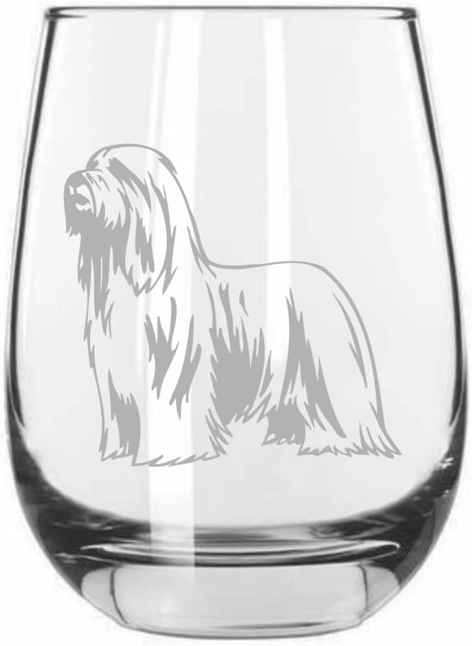 Bearded Collie Alternate Dog Personalized Custom Etched 15.25oz Stemless Wine Glass