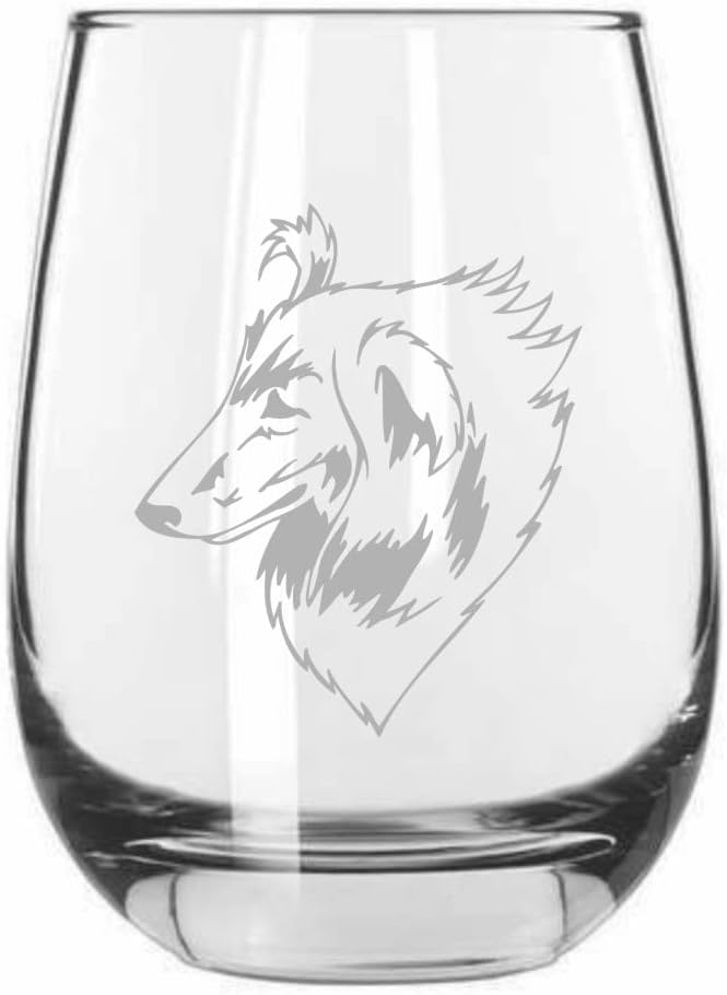 Rough Collie Stemless Wine Glass