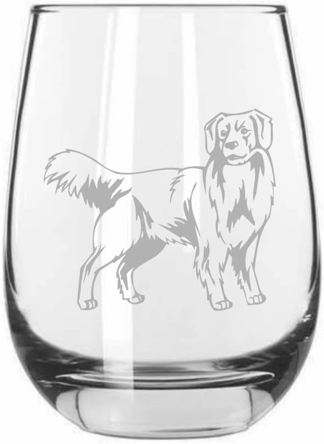 Stemless Wine Glass with a Toller Etched on It