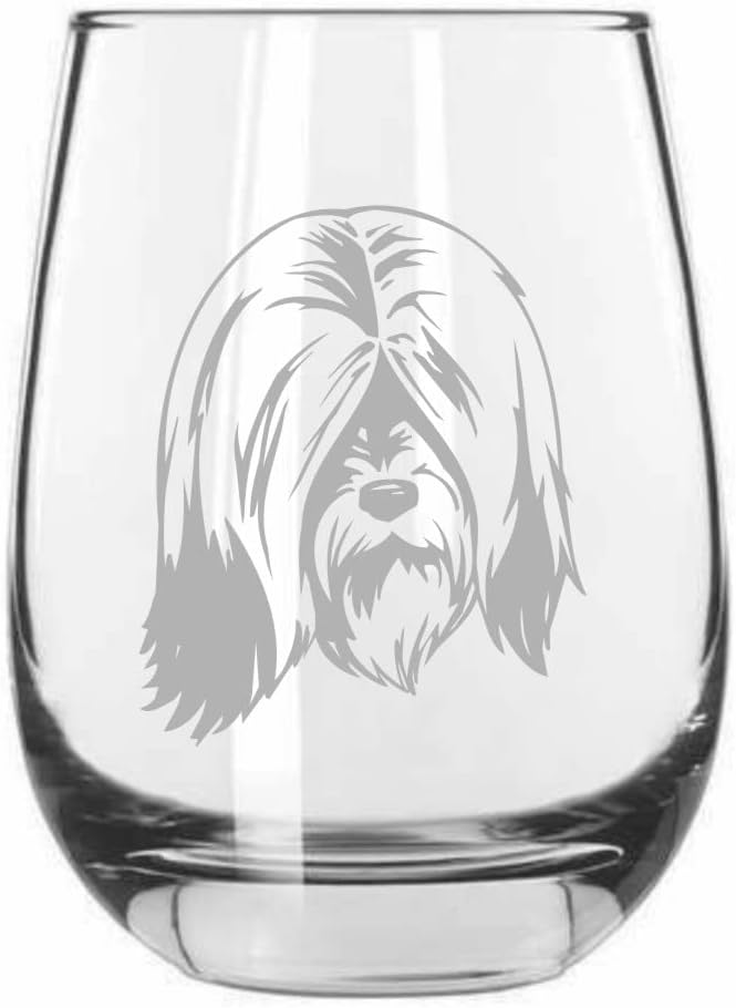 Tibetan Terrier Dog Stemless Wine Glasses