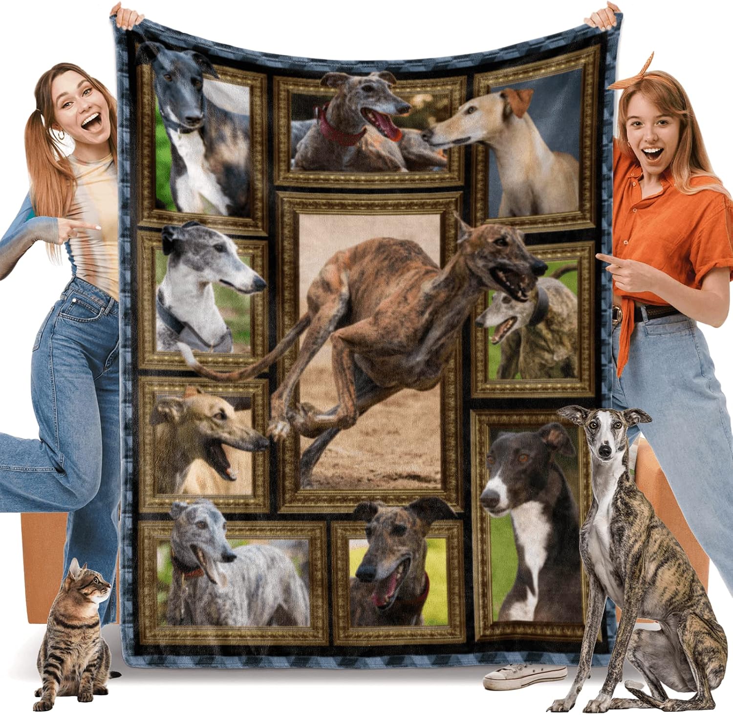 Greyhound Dog Flannel Throw Blanket