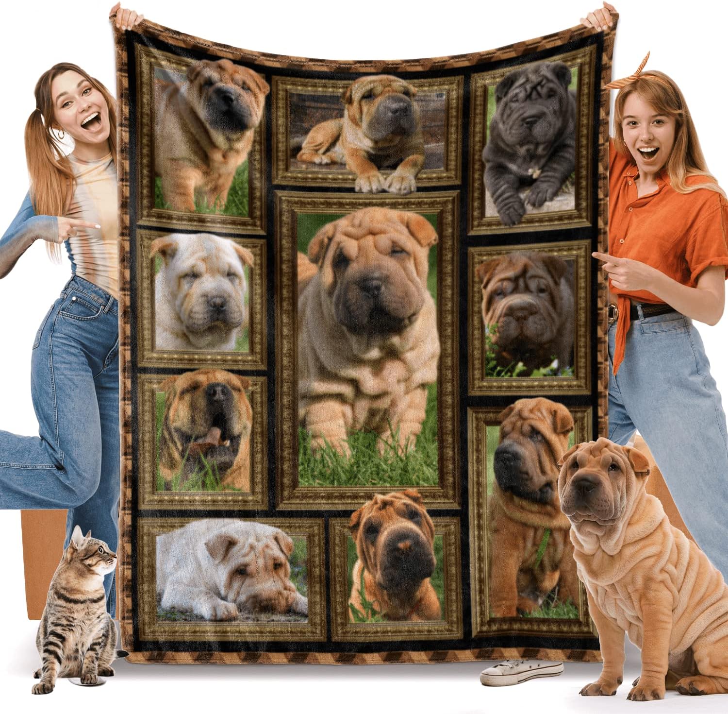 Shar Pei Flannel Throw Blanket