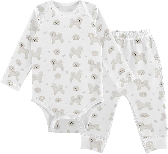 Bichon Frise Baby Bodysuits Pants Sets