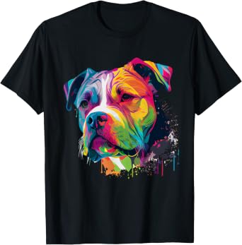 Colorful American Bulldog American Bully Men Women T-Shirt