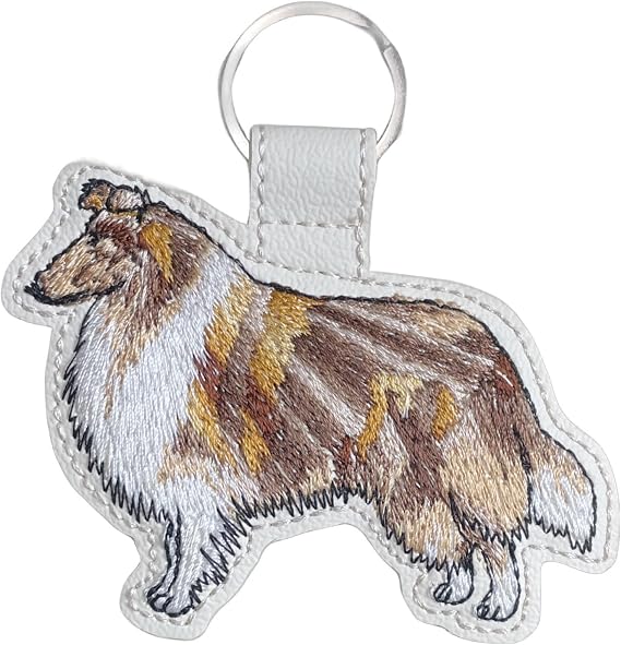 Rough Collie Dog Keychain