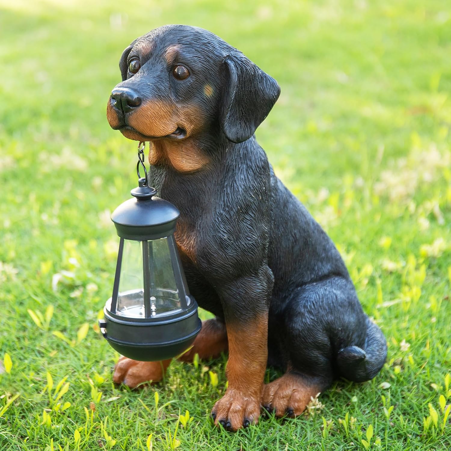 Rottweiler Dog Solar Statue