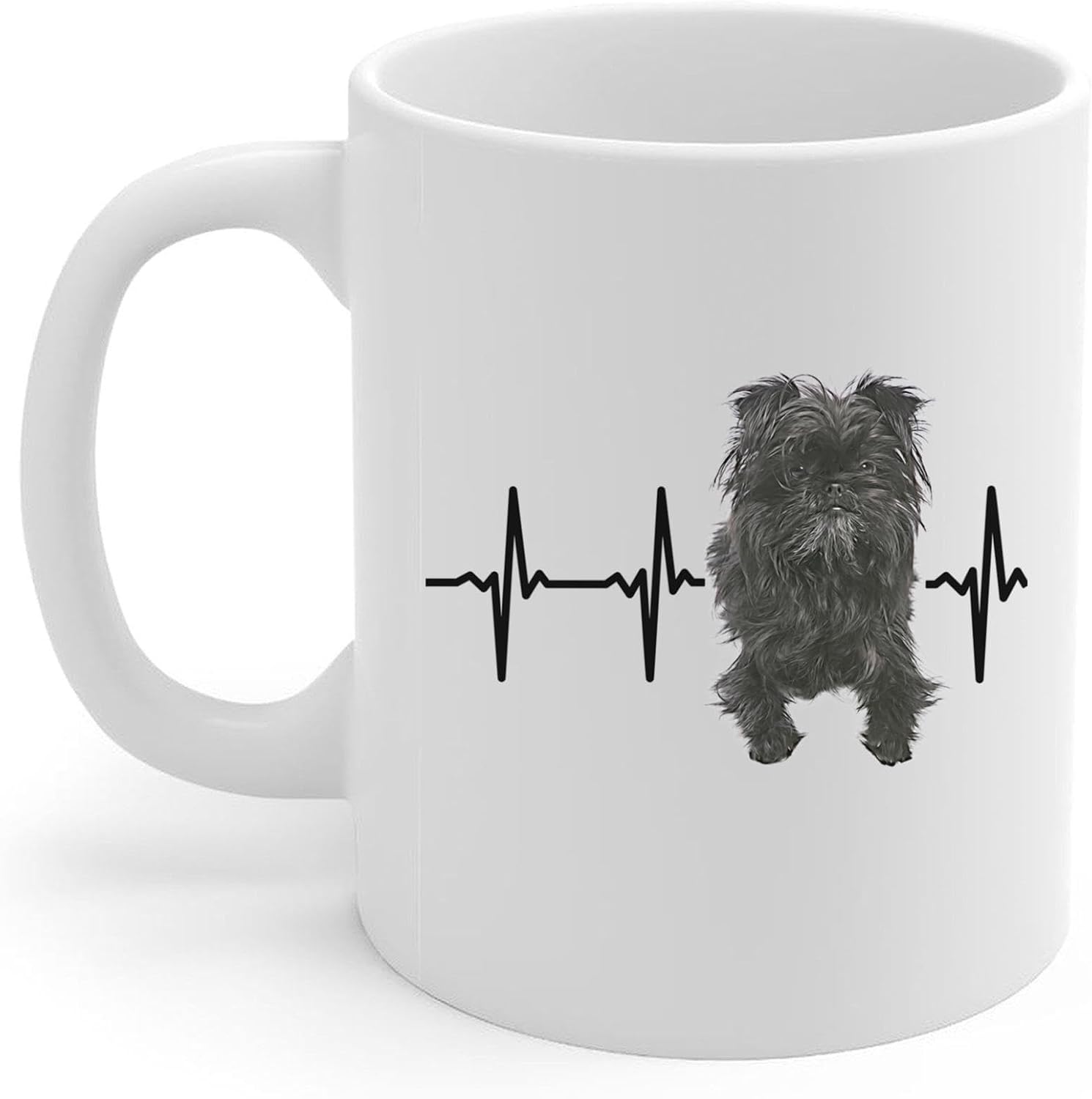 Black Affenpinscher Heartbeat Lifeline Coffee Mug White Ceramic 11oz