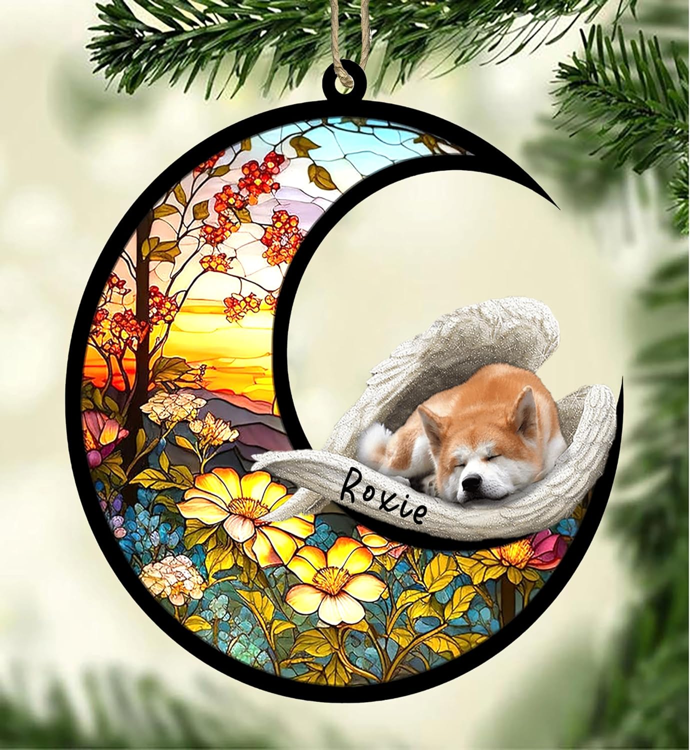 Personalized Dog Memorial Suncatcher, Akita