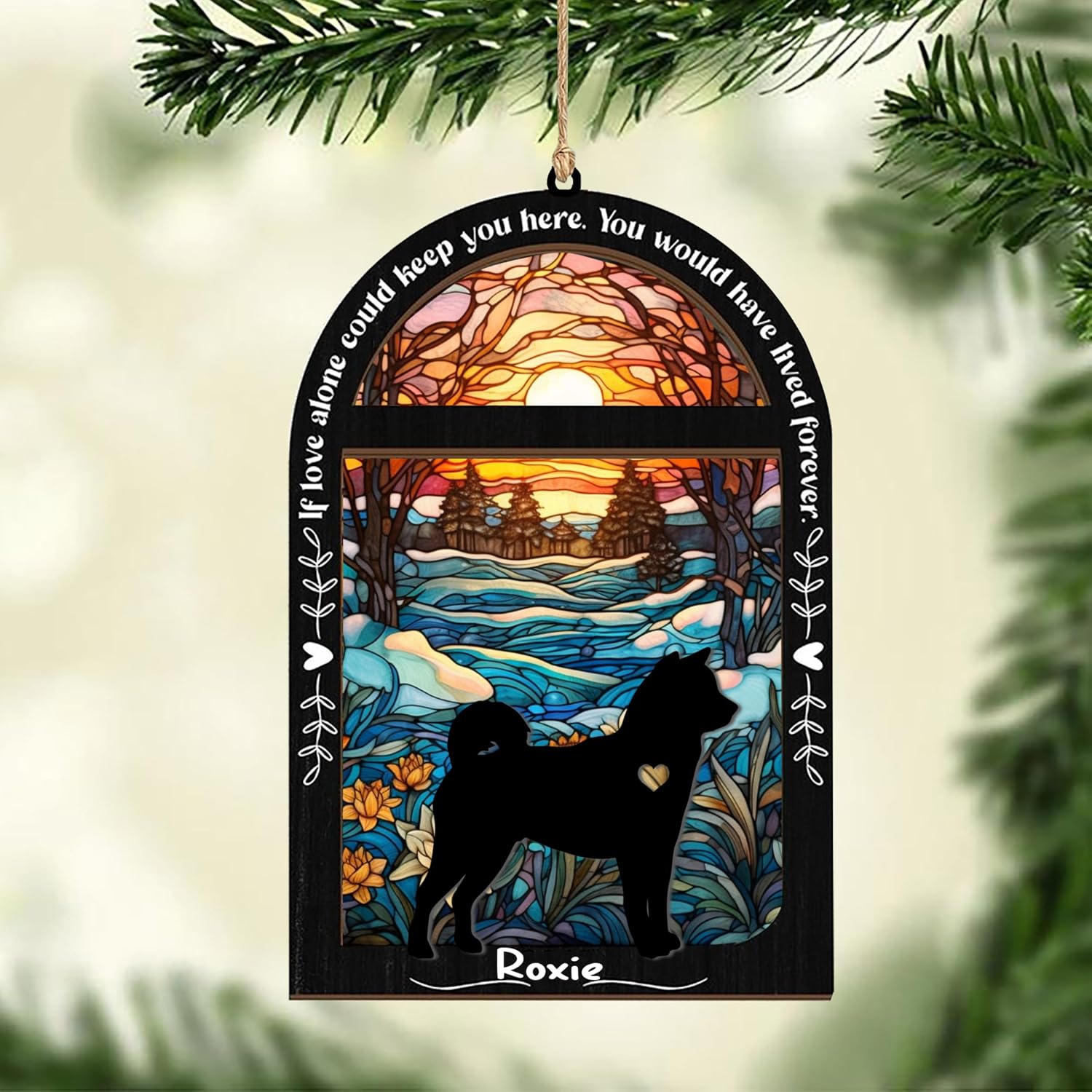 Akita Christmas Ornament Suncatcher