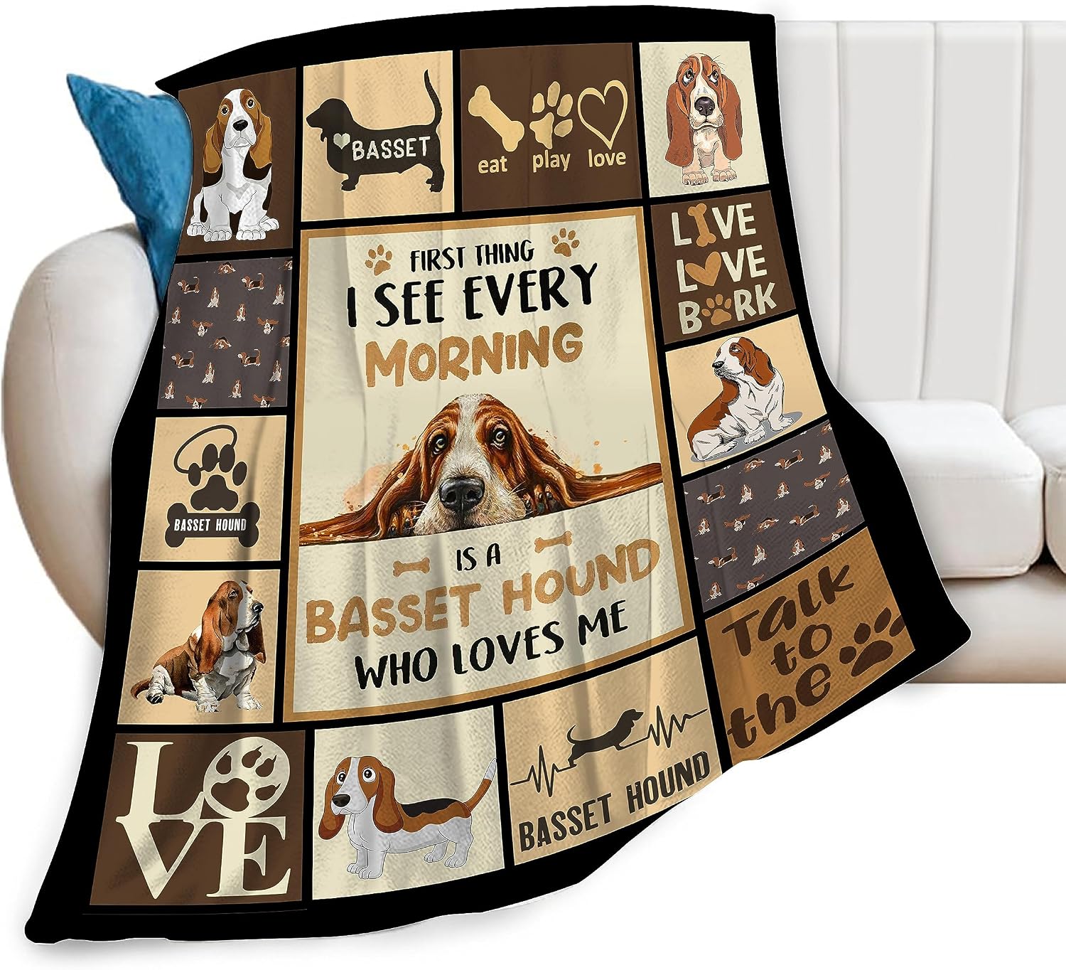 Cute Basset Hound Plush Throw Blanket