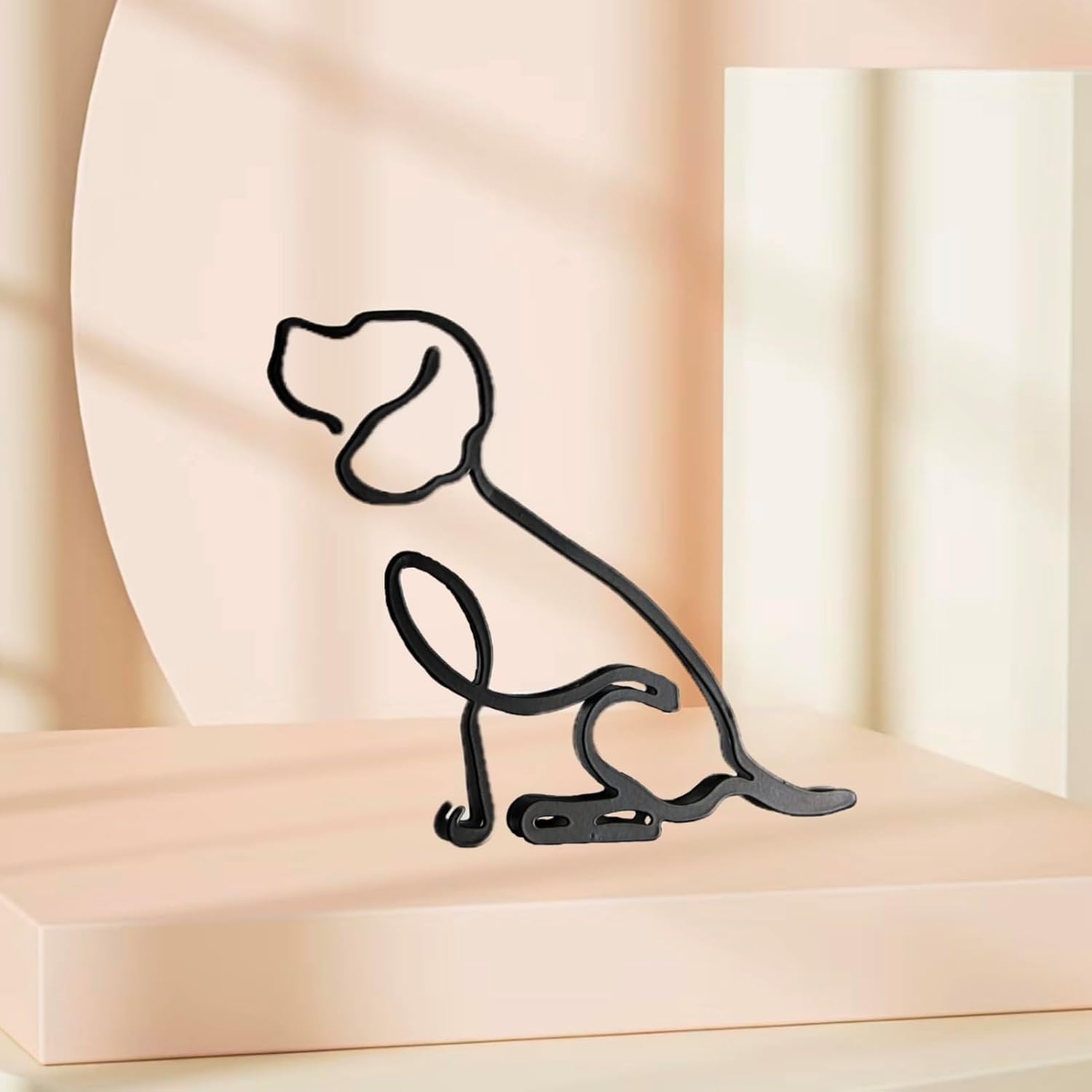 Minimalist Metal Line Art Sculpture, Beagle Dog