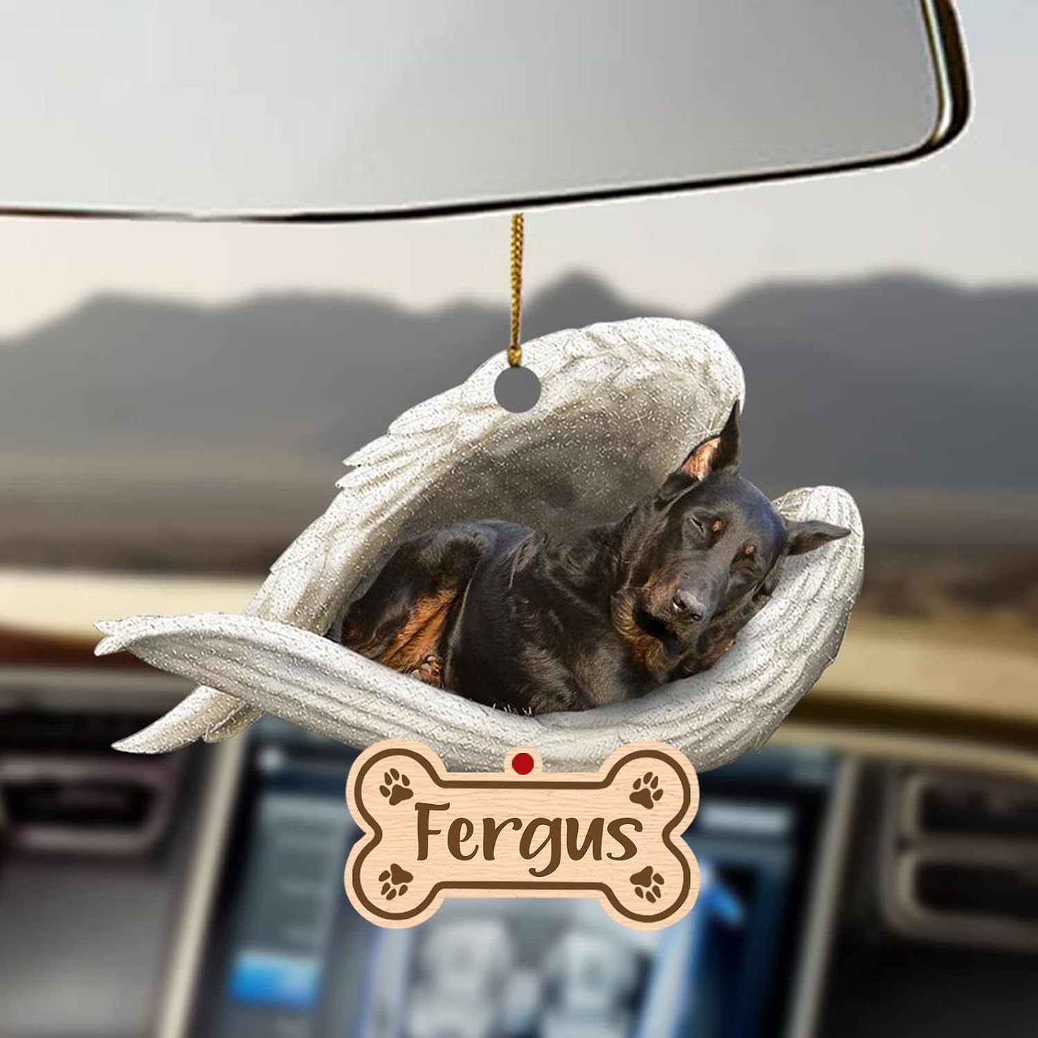 Beauceron Sleeping Angel Car Ornament