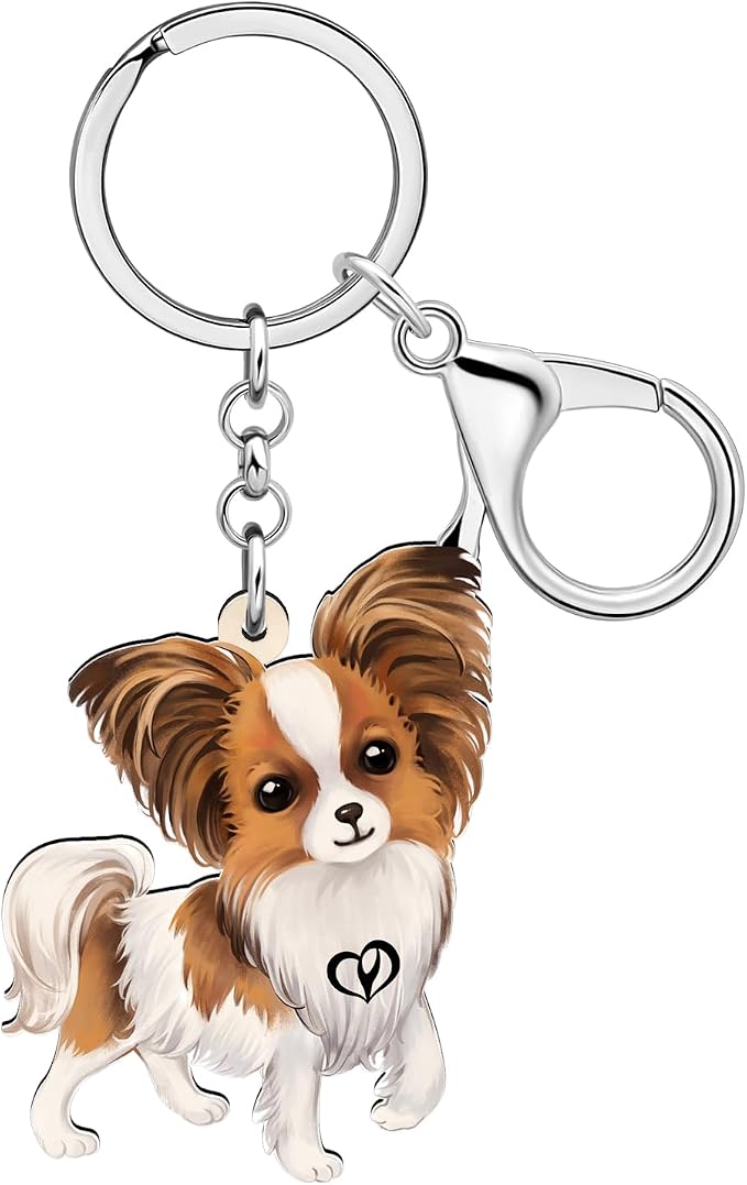 Papillon Dog Keychain