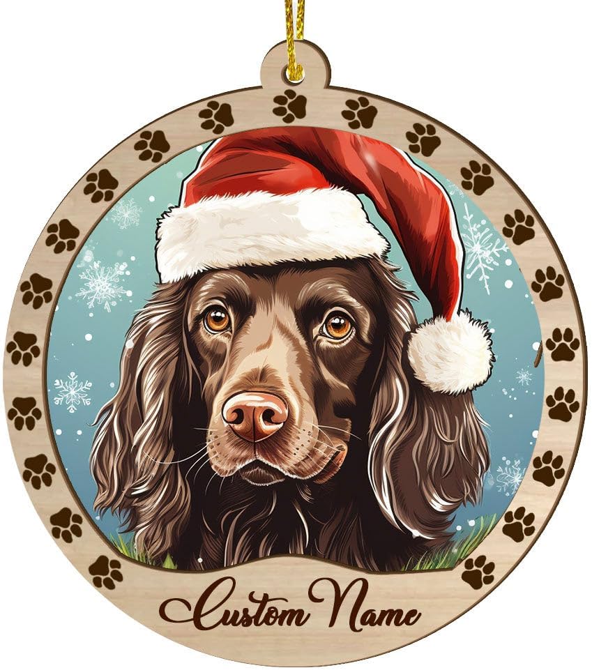 Wooden Boykin Spaniel Dog Christmas Ornament