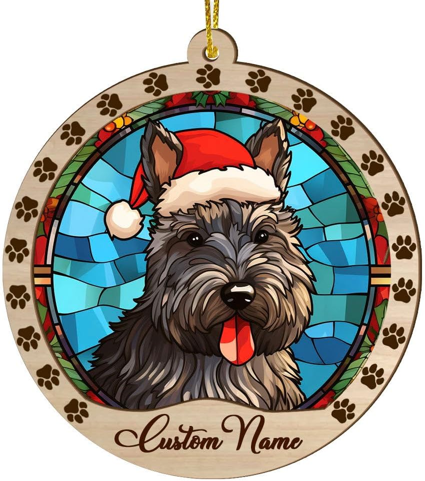 Wooden Scottish Terrier Dog Christmas Ornament