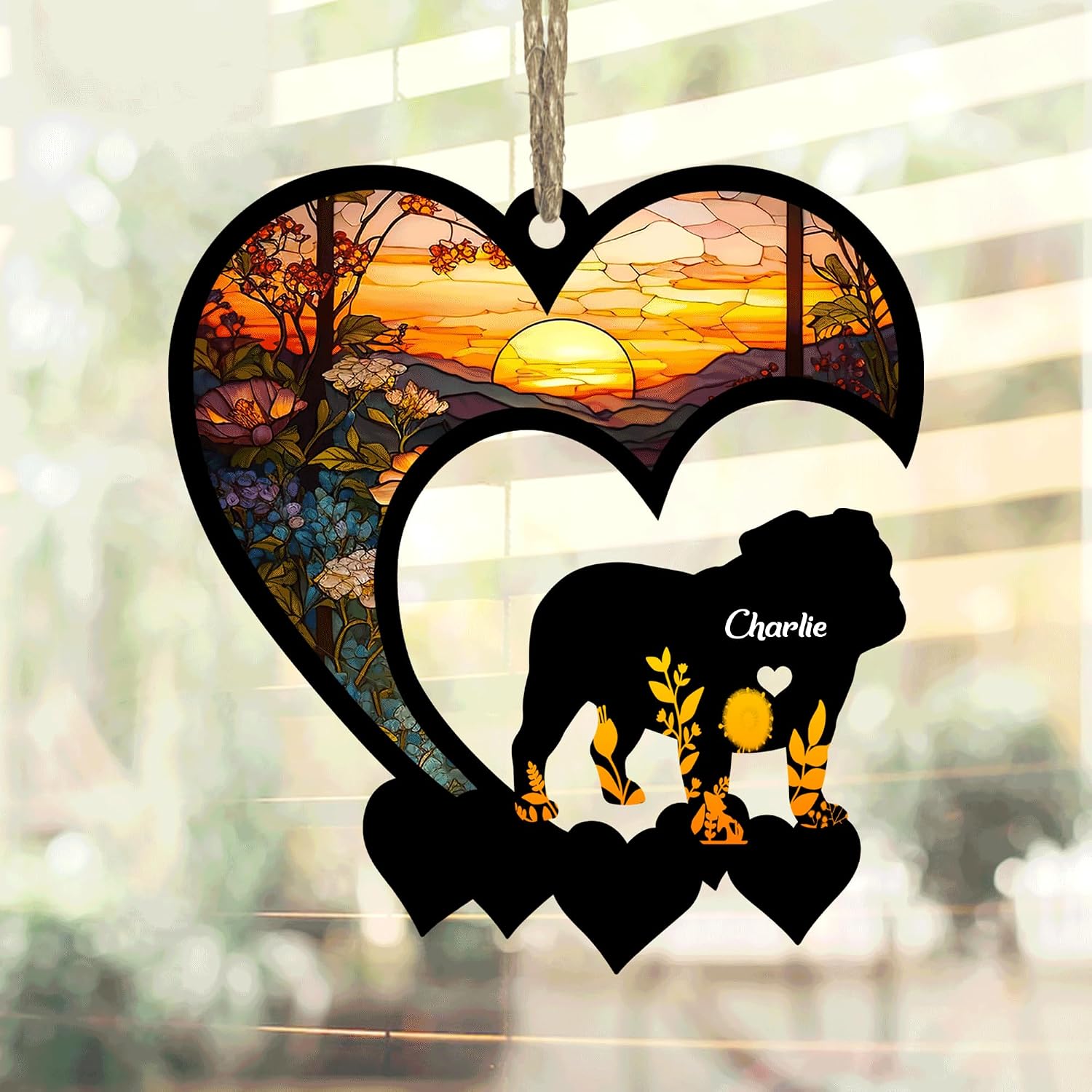 Bulldog Pet Memorial Suncatcher Ornament