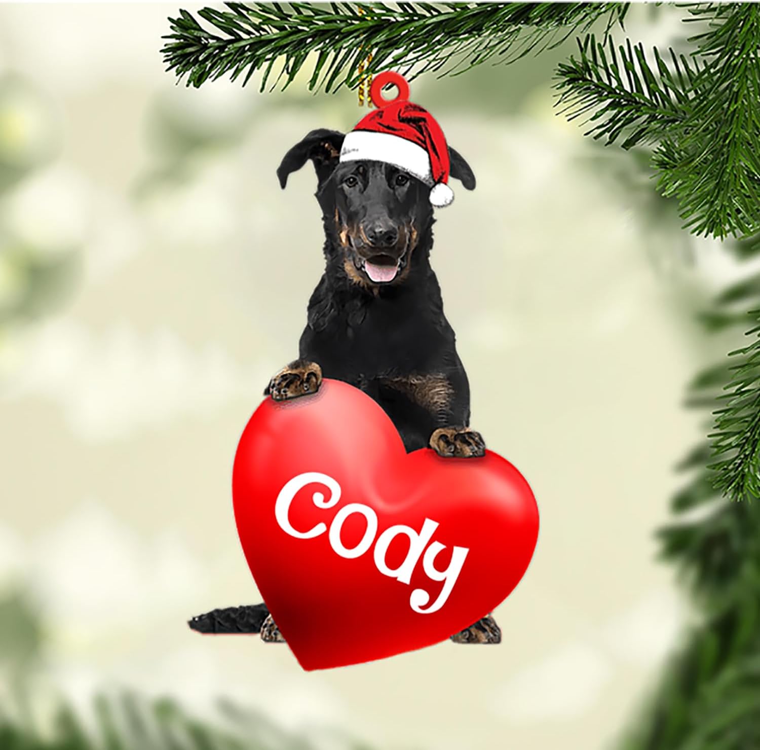 Personalized Beauceron Hold Red Heart Ornament