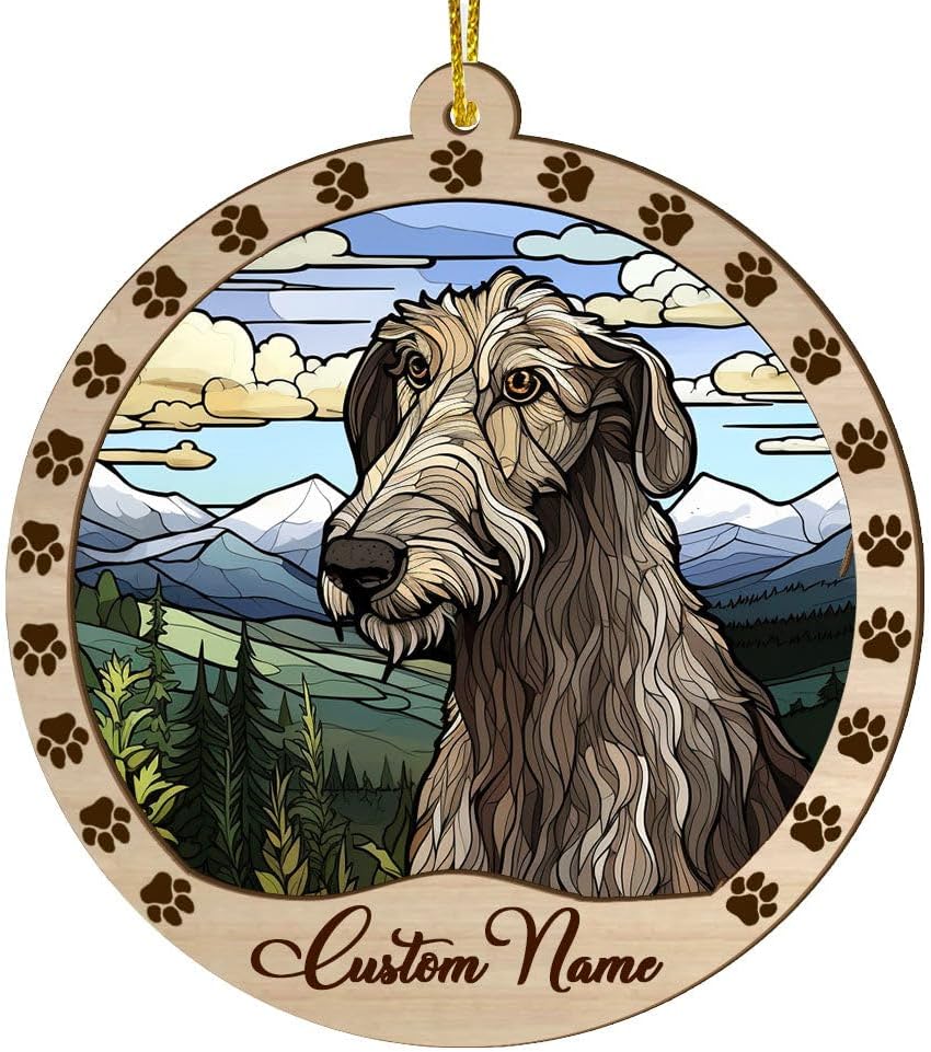Wooden Scottish Deerhound Ornament