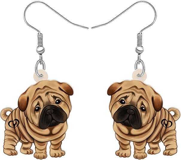 Shar Pei Dog Dangling Earring