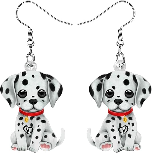 Dalmatian Dog Dangling Earrings