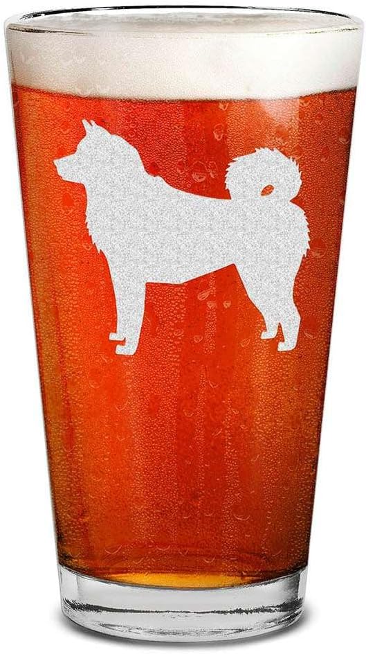 Akita Beer Pint Glass Engraved Dog Breed Design 16 oz Drinking Glass
