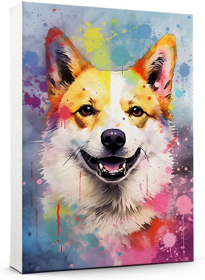 Colorful Canaan Dog Canvas Wall Art