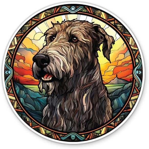Irish Wolfhound Dog Stained Glass Decal