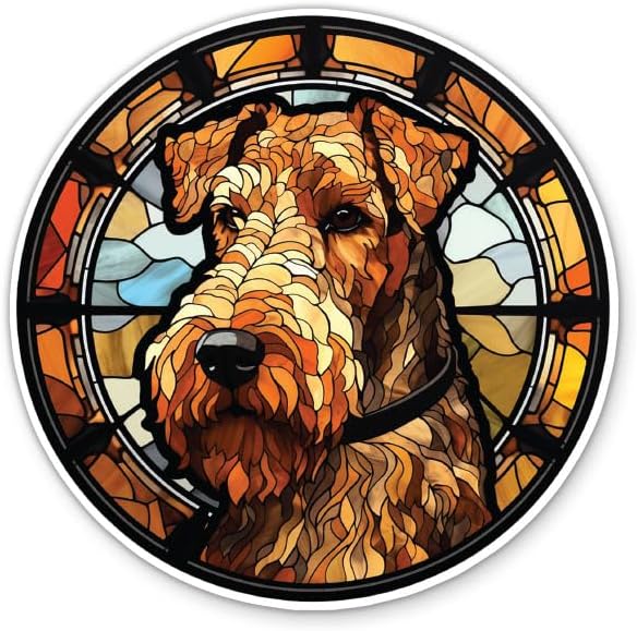 Airedale Terrier Dog Stained Glass Pattern Sticker