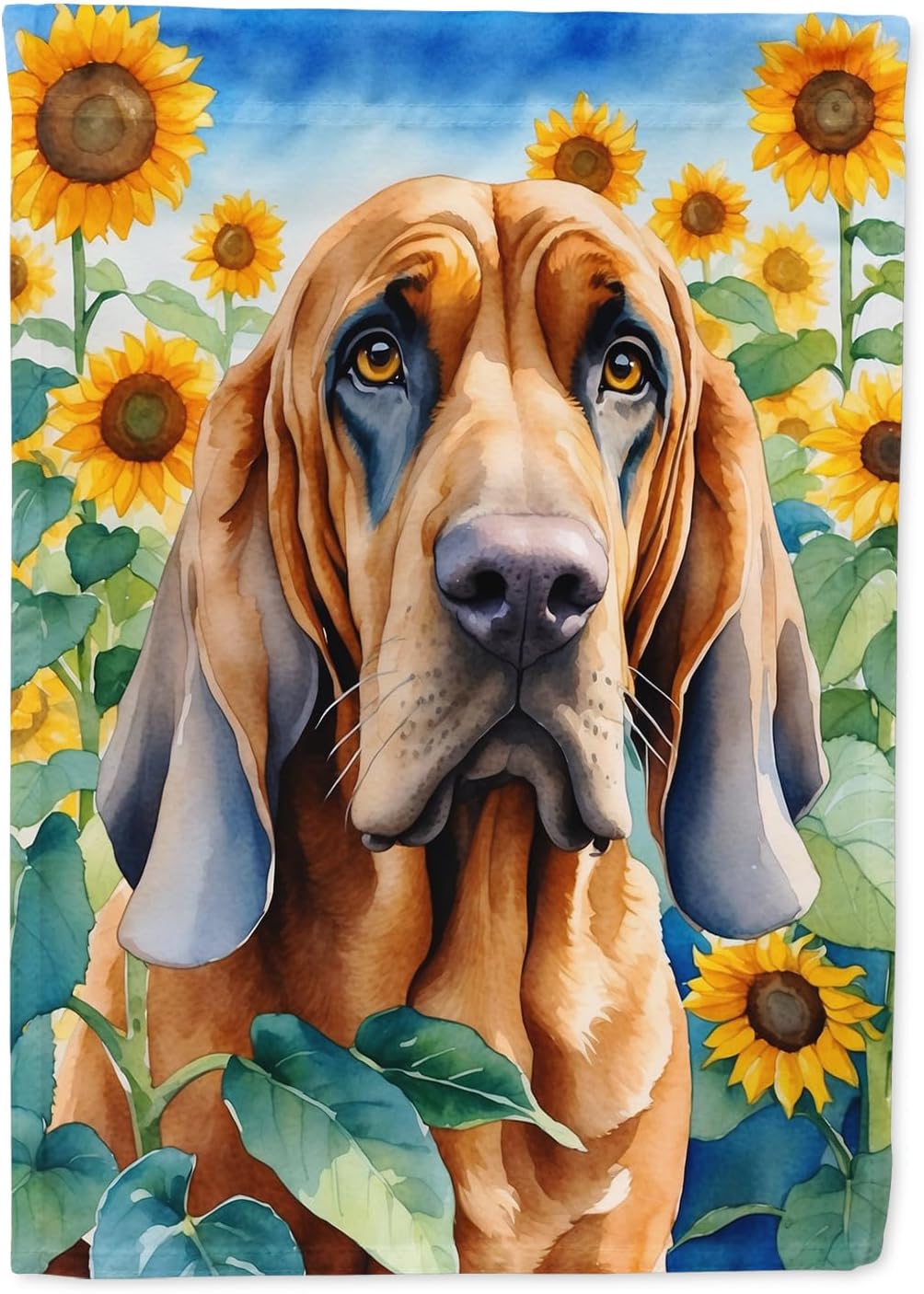 Bloodhound in Sunflowers House Flag