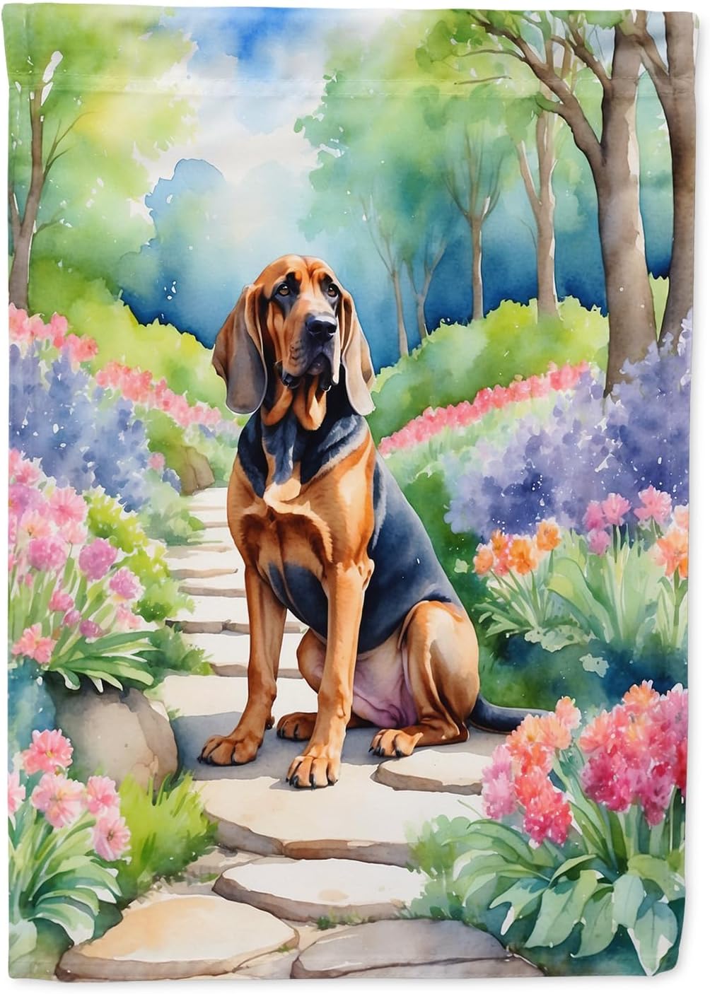 Bloodhound Spring Path Garden Flag
