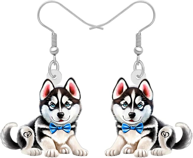 Siberian Husky Dog Earrings
