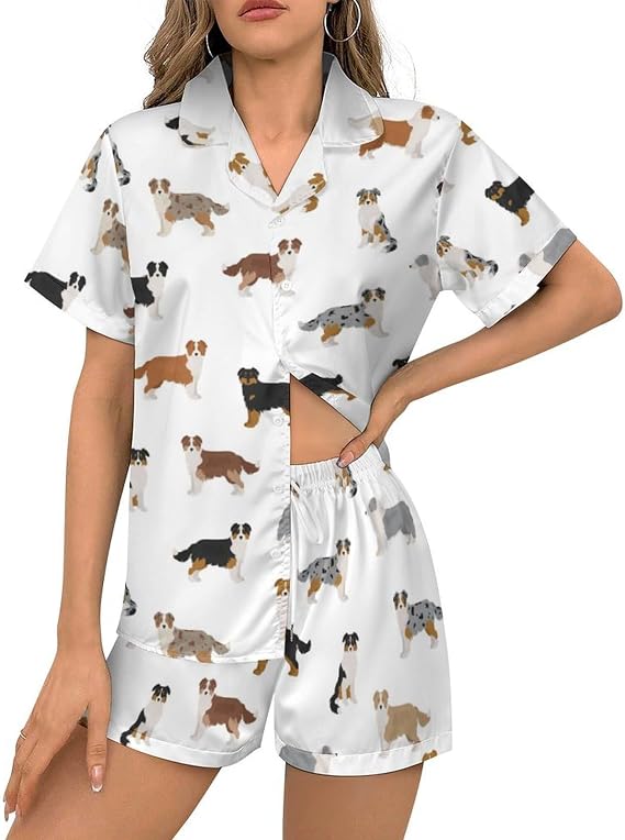 Australian Shepherd Sets 2 Piece Short Sleeve Sleepwear