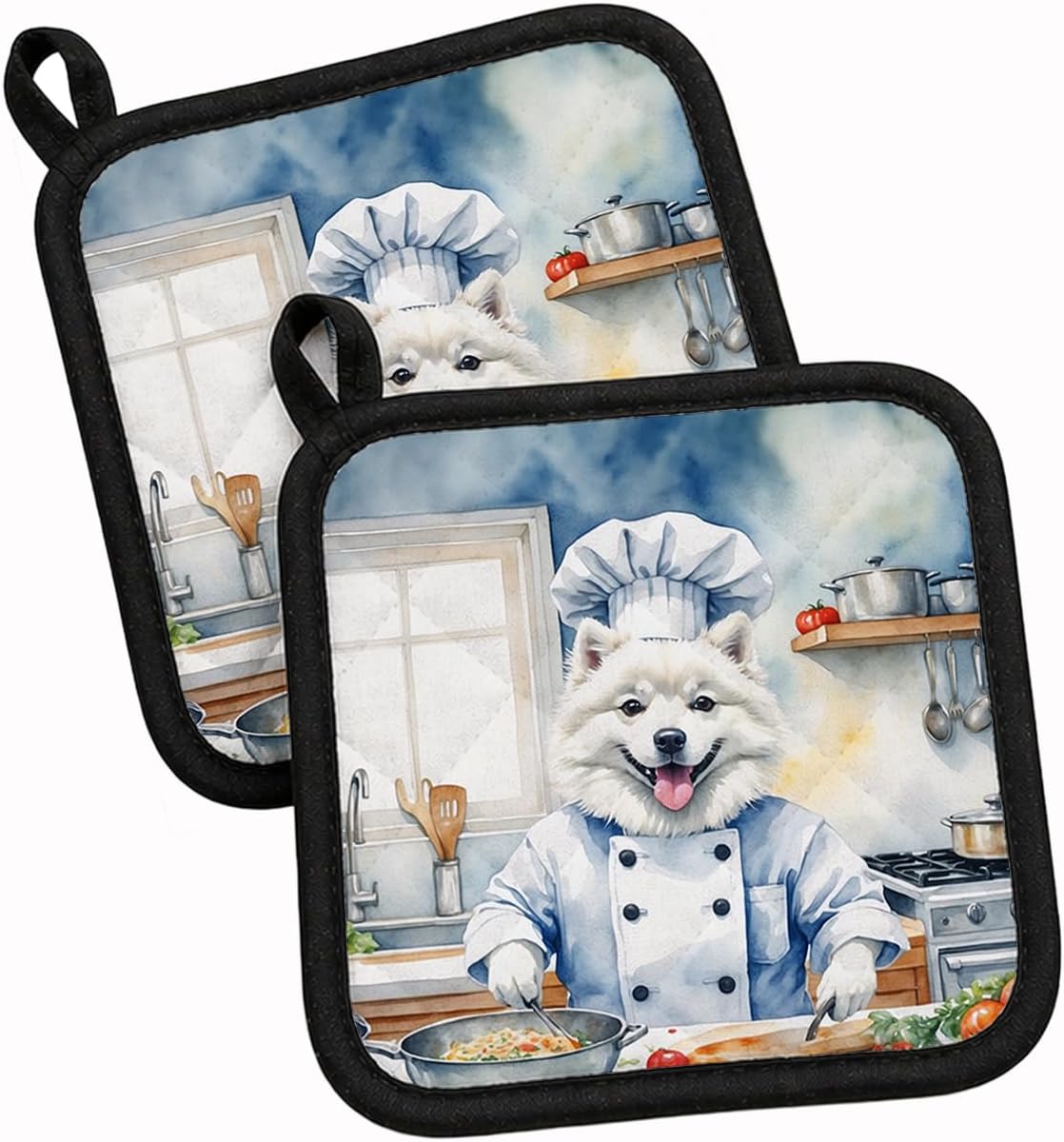 American Eskimo The Chef Pair of Pot Holders