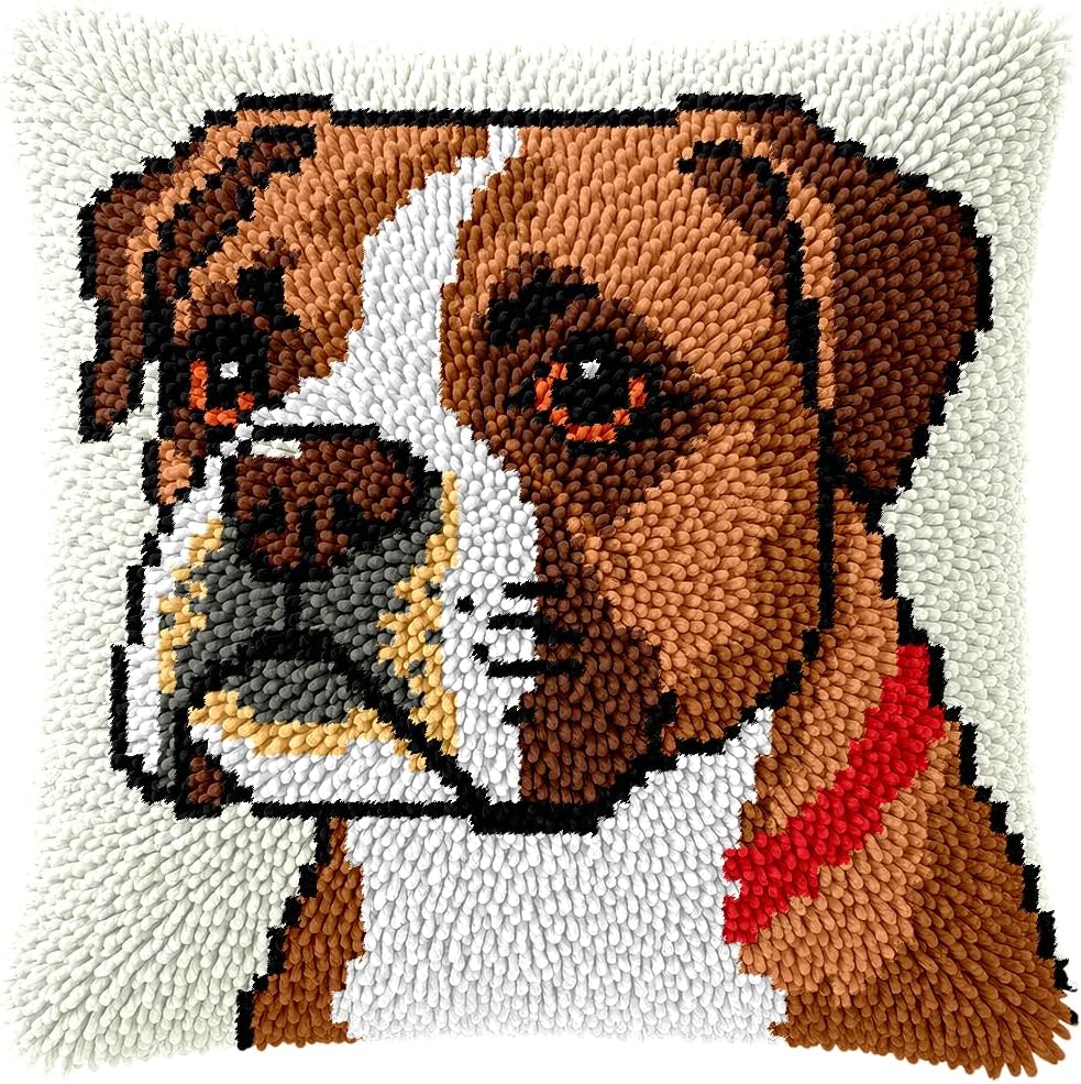 Boxer Dog Latchhook Pillow Kit