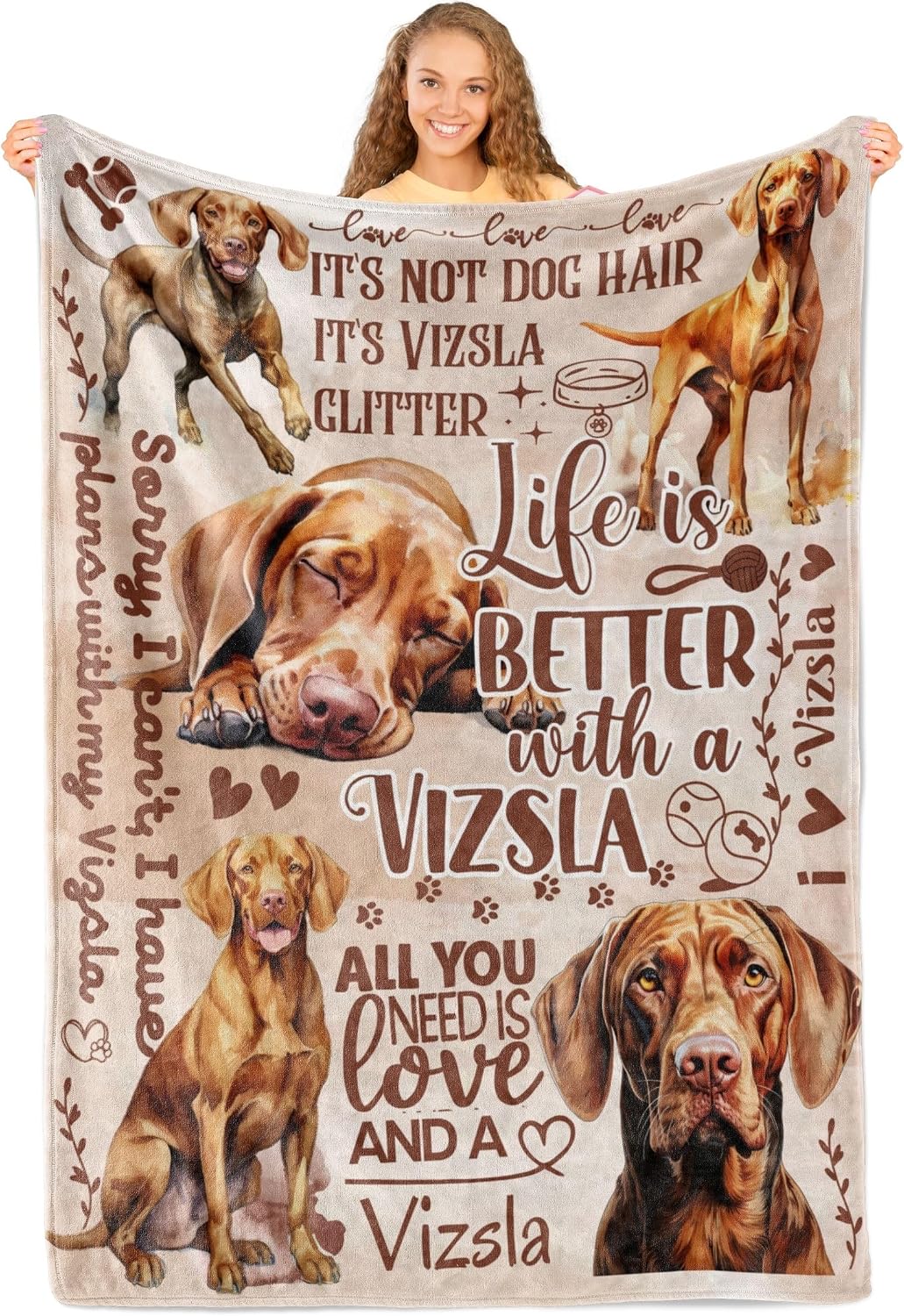 Vizsla Dog Flannel Throw Blanket