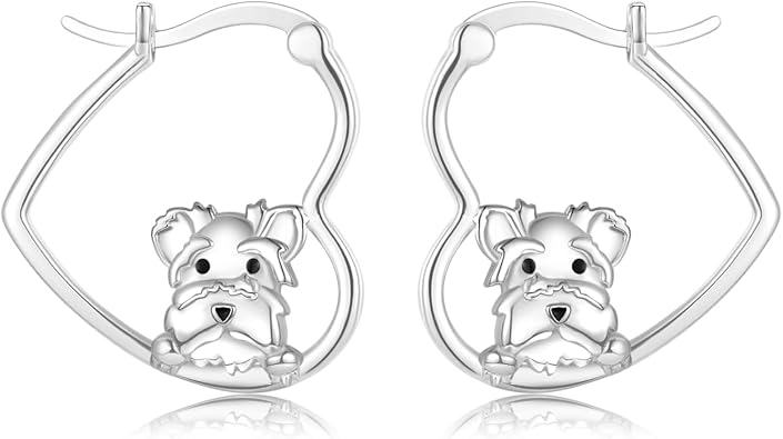 Sterling Silver Schnauzer Dog Earrings