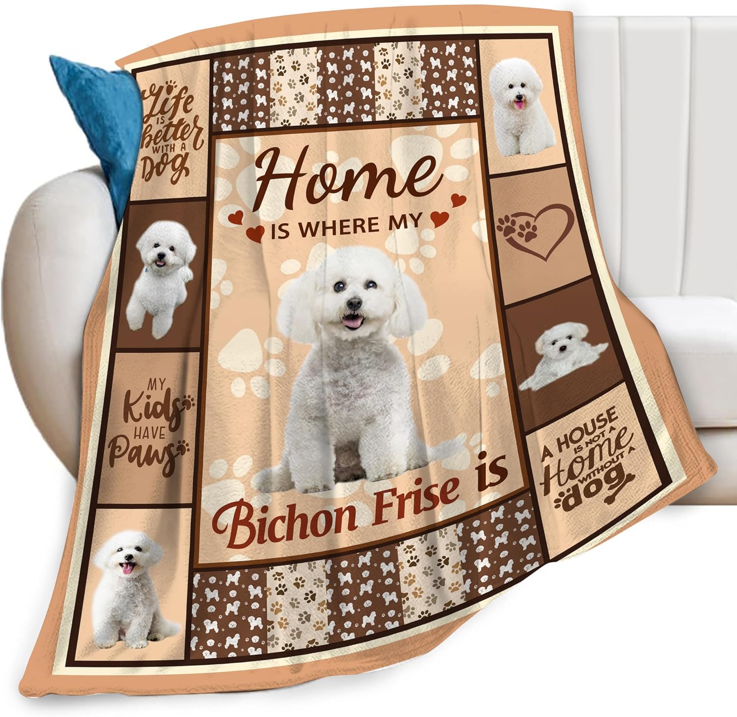 Bichon Frise Dog Print Blanket