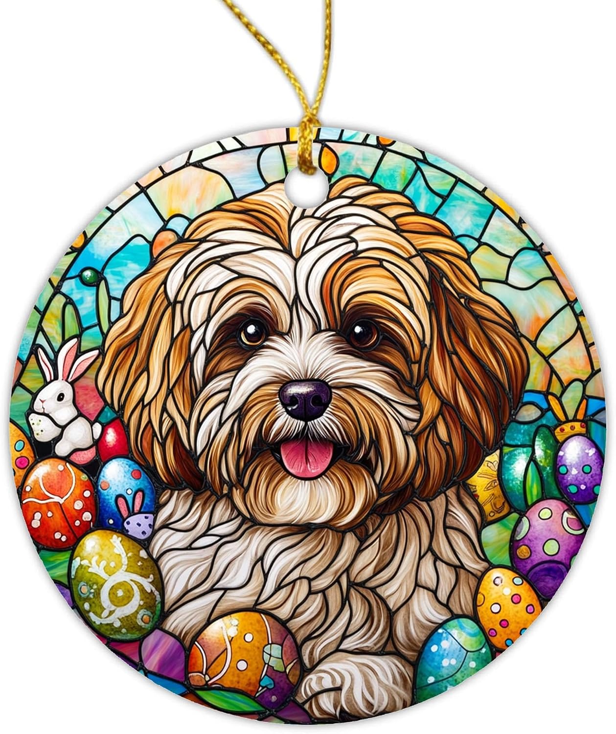 Barbet Dog Stained Glass Style Ornament